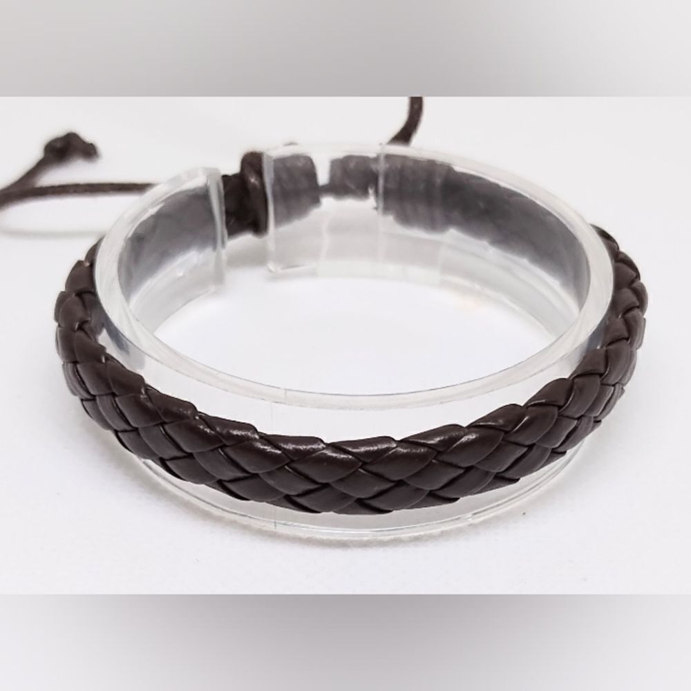 Men's bracelet leather‎ braided brown new e51